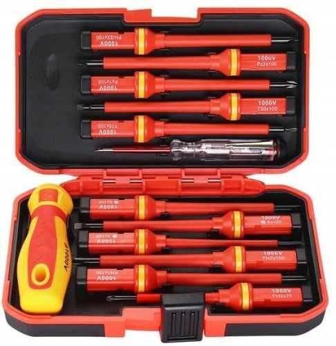 Śrubokręty izolowane zestaw śrubokrętów 14el. solidne w etui KD5972