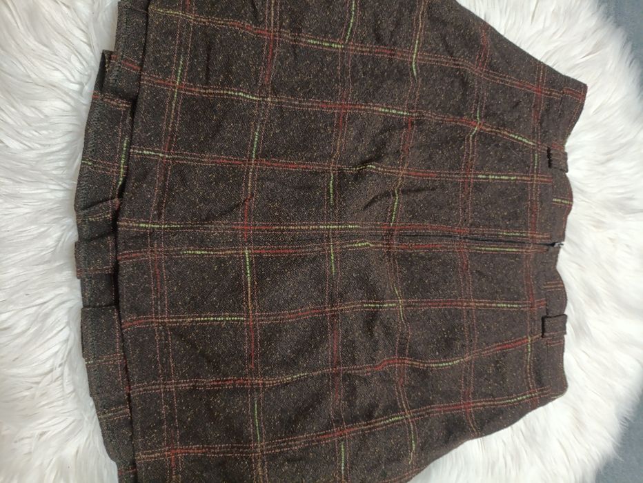 Spódniczka spódnica vintage brązowa w kratę vintage  XS /s