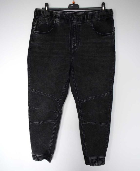 Cropp jogger spodnie jeansy na gumce czarne z regulacją w34 l32 xl