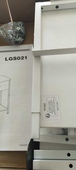 VASAGLE Stolik nocny bialy