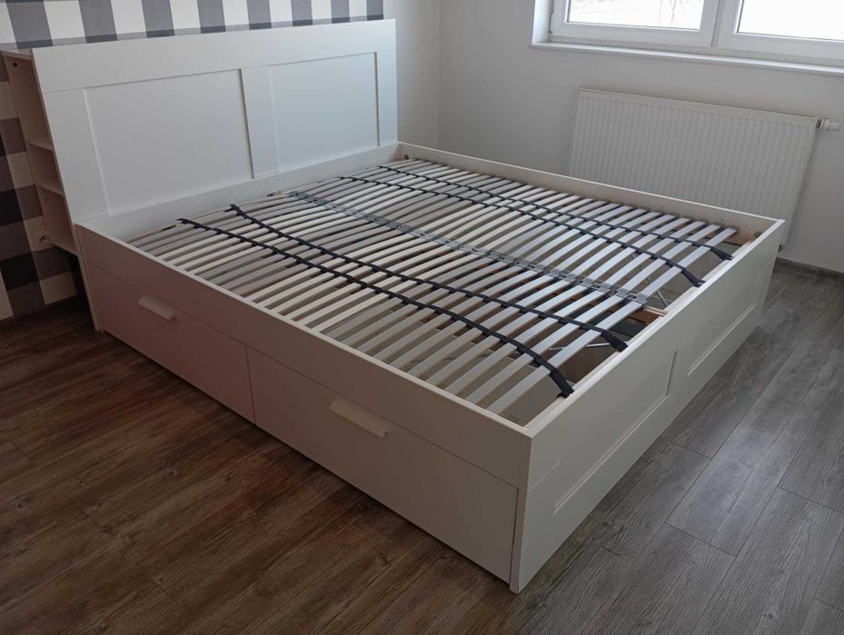 Łóżko IKEA BRIMNES 180x200 białe + zagłówek + 2 stelaże LUROY + SKORVA