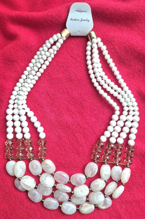 Fashion Jevelery Nowy Naszyjnik Łańcuszek Biała Kolia Korale