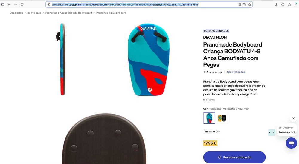 Bodyboard Infantil OLAIAN BODYATU 4–8 Anos – Camuflado com Pegas