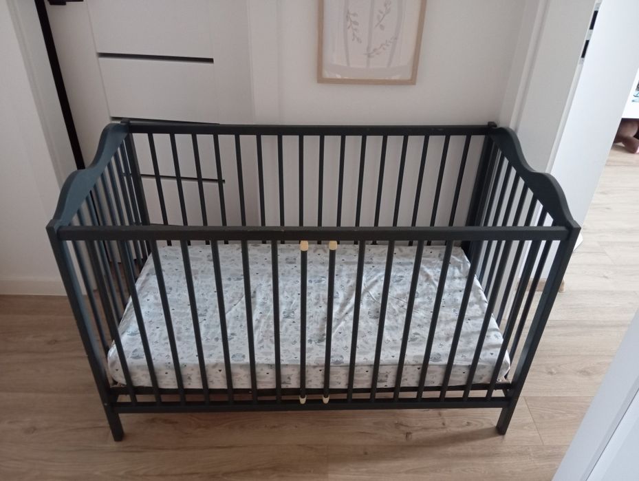 Łóżeczko niemowlęce antracytowe 60x120
