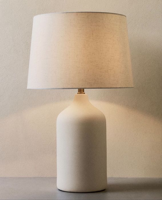 Candeeiro Mesa Base Cerâmica Branca Zara Home NOVO