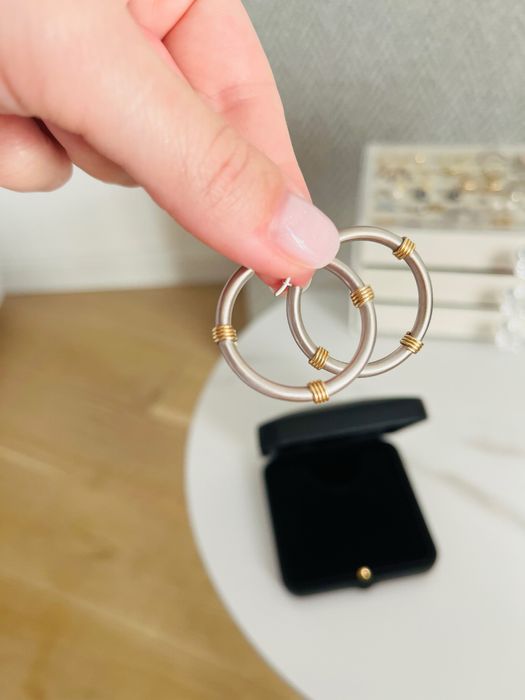 Нові золоті сережки 585 проби  біле матове золото