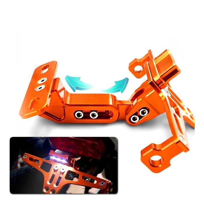 Suporte de Matrícula Universal CNC Alumínio com Luz LED para Moto