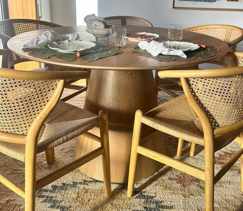 MESA JANTAR REDONDA 120cm (até 6 pessoas) - POUCO USO - COMO NOVA
