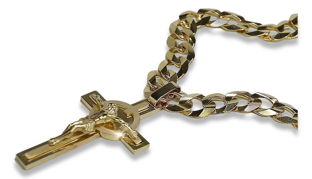 Złoty krzyżyk z łańcuszkiem  żółtego 14k złota ctc049yw&cc001y Wrocław