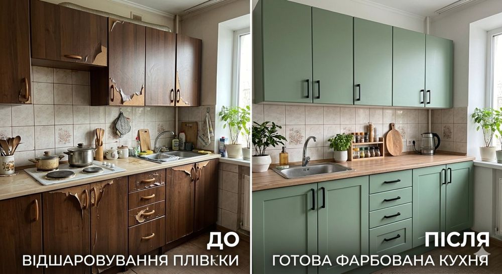 Реставрація кухні,фарбування МДФ фасадів