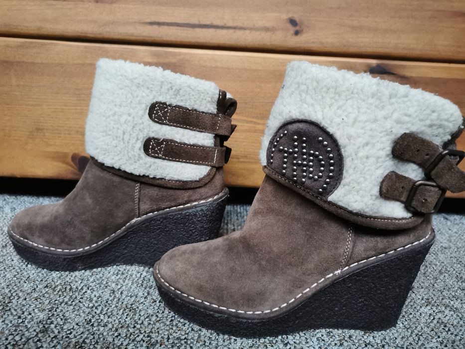 Kozaki botki Tommy Hilfiger 39 skóra koturn icieplone