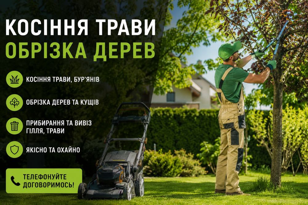 Косіння трави, обрізка дерев