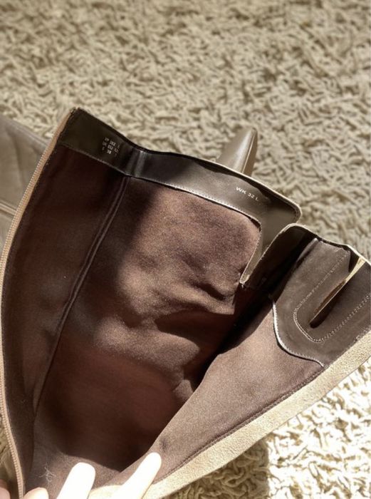 Чоботи-козаки, бежеві/нюдові, НОВІ, натуральна шкіра