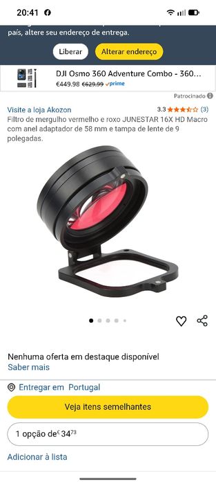 Lente para fotos subaquáticas