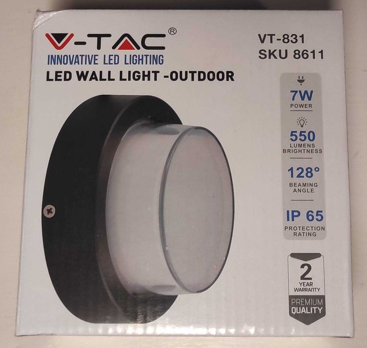 2x Lampa ścienna zewnętrzna LED okrągła, czarna | V-TAC | 550LM 3000K