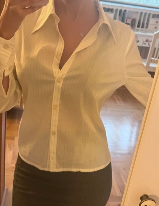 Kenzo Jungle koszula damska biała paski prążki klasyczna prosta loose