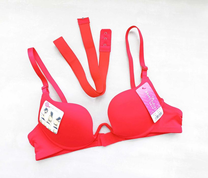 Червоний бюстгальтер планж під сукню з глибоким декольте бюст планж