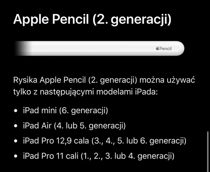 Apple Pencil 2 generacji - stan 10/10