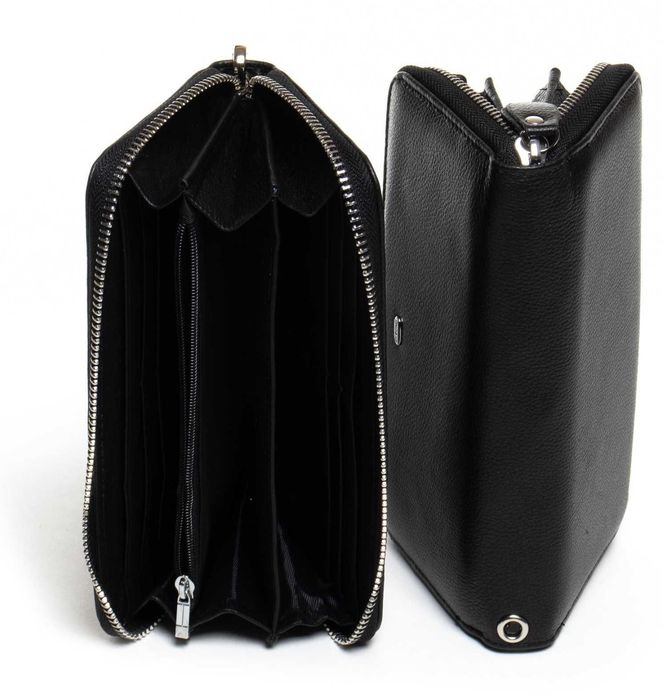 Чорний шкіряний гаманець