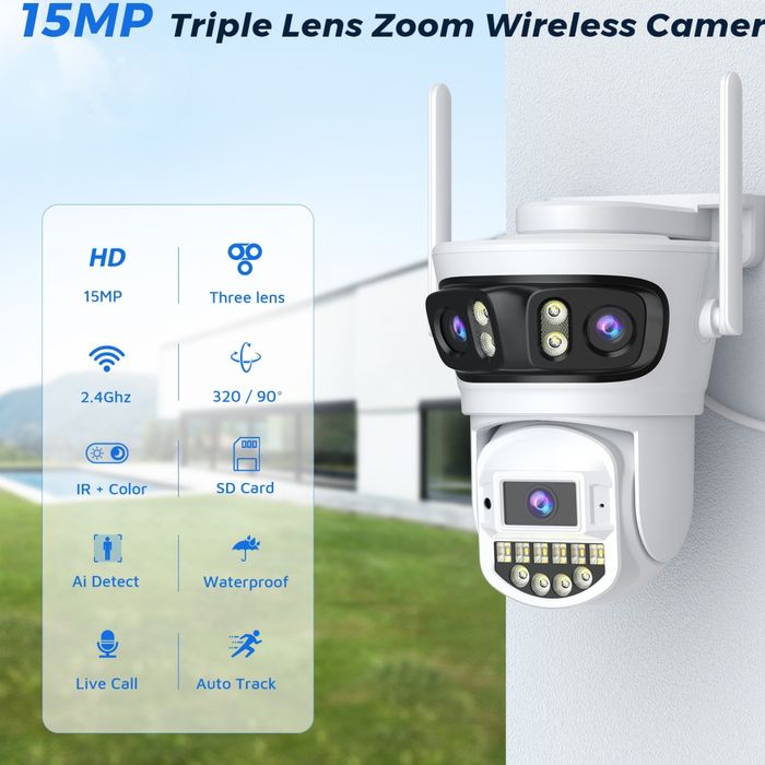 15 МП WiFi камера Besder 3 объектива o-kam pro iCSee