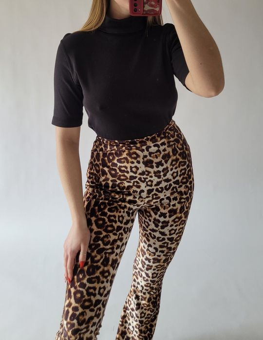 Czarny bawełniany golf na krotki rękaw basic S 36 M 38 bawełna