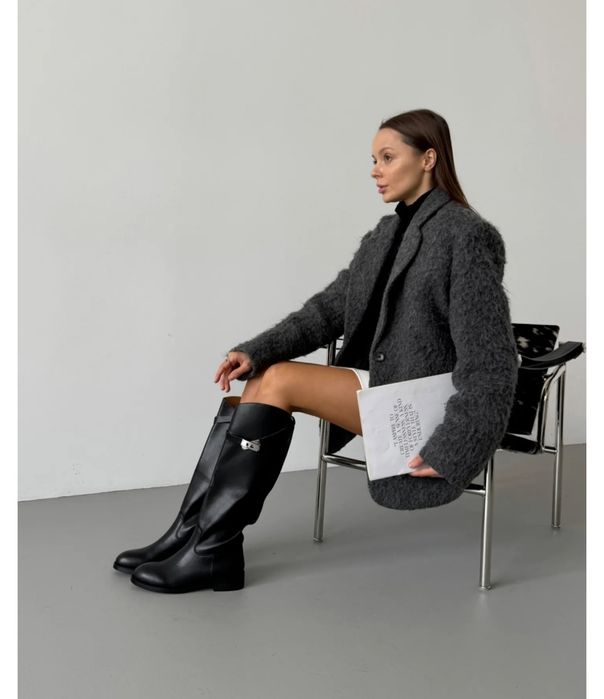 Чорні шкіряні чоботи жокейки з натуральної шкіри