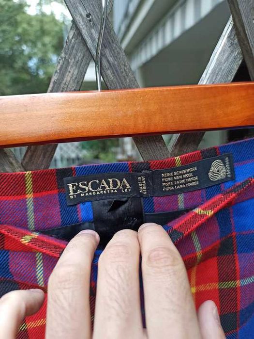 ESCADA szkocka krata spódnica 40/42 wełna