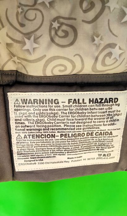 Mochila Porta-Bebés Ergobaby Original | Marsúpio Cinzento com Estrelas