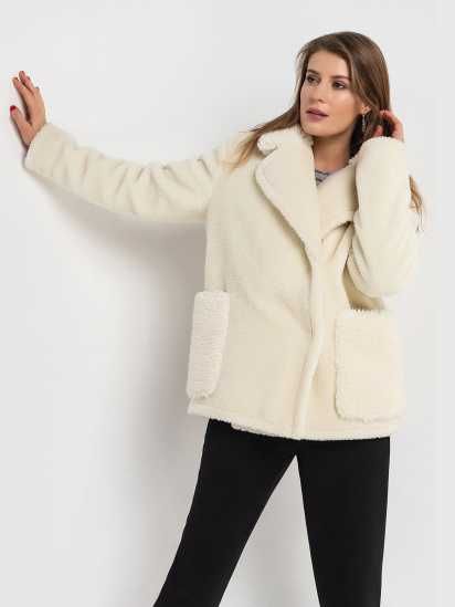 Шуба VOVK демисезонна з накладними кишенями еко-хутро молочна XS