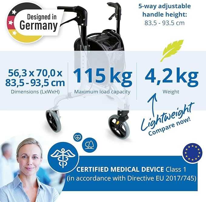 WEINBERGER stabilny, bardzo lekki i zwrotny chodzik na kółkach