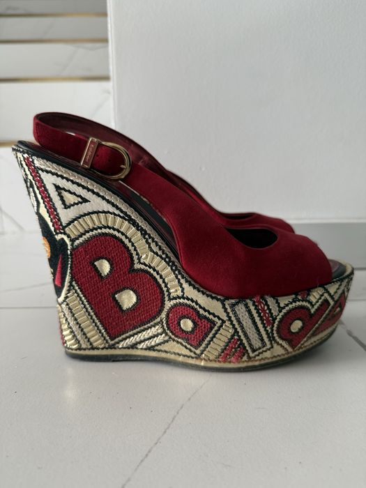 Baldinini koturny buty na platformie na koturnie czerwone złote r. 38