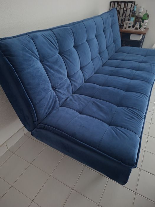 Sofa cama  azul como novo