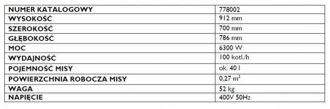 Patelnia elektryczna uchylna 6.3 kW Stalgast 40L od ręki 778002