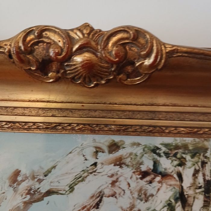 Pintura a Óleo  sobre placa - Moldura Feita na Checoslováquia  Vintage