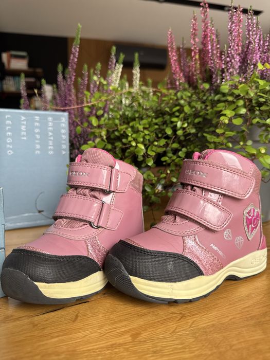 Różowe śniegowce / buty zimowe Geox Amphibiox, rozmiar 25 (wodoodporne, księżniczka, pudełko)