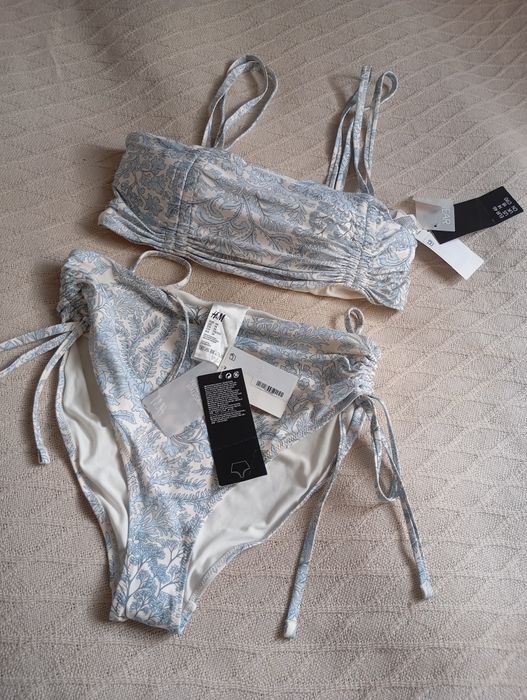 H&M 46r niesamowity NOWY strój kąpielowy  niebieski w kwiaty