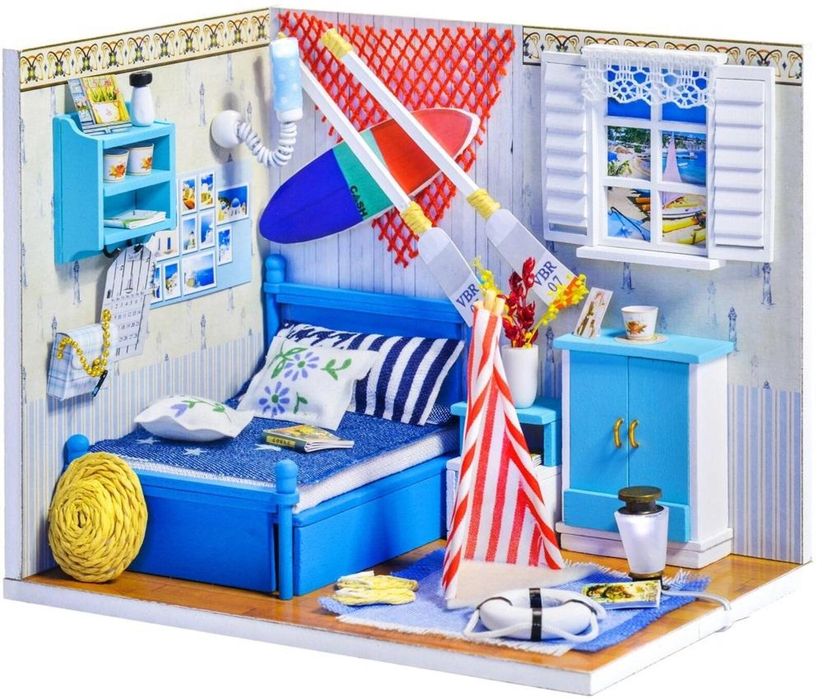 Składany Drewniany Model LED Leo's room pudełko,218x322 mm