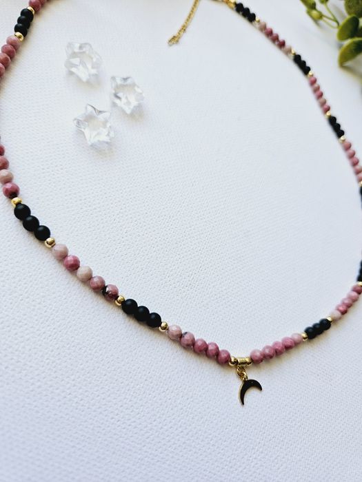 Choker z różowego rodonitu