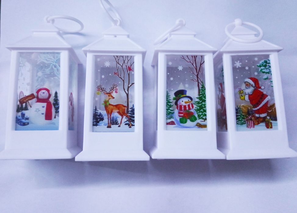 Latarenka lampion świąteczny Christmas biała 15cm nowy 1szt LED