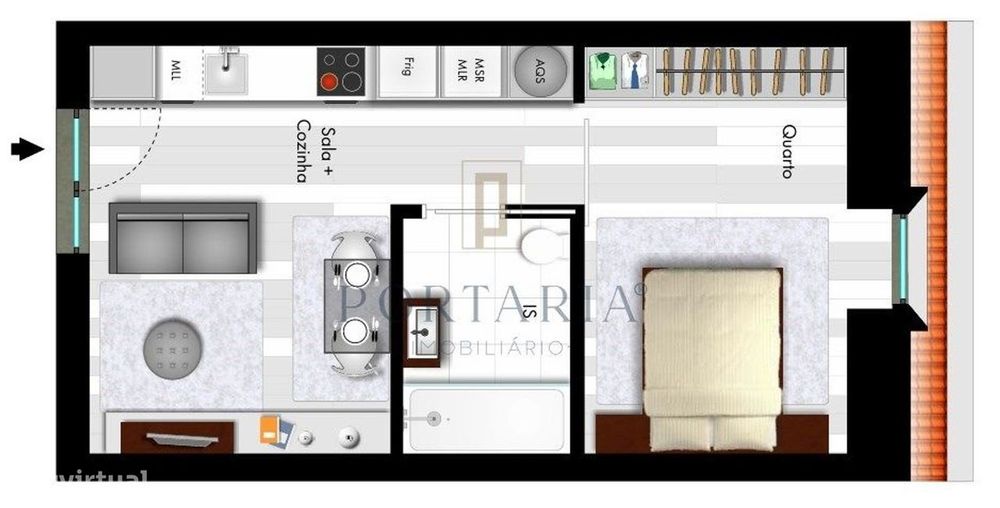 Apartamento T1 no centro da cidade de Aveiro