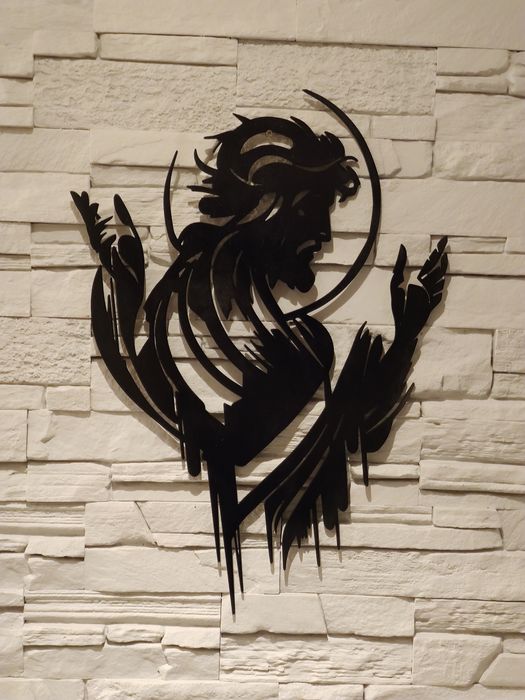 Drewniana płaskorzeźba, ręcznie wykonany obraz Jezusa Chrystusa