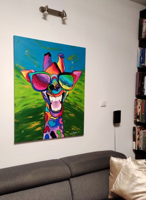 Obraz ŻYRAFA 80 x 100 cm. Obraz ręcznie malowany na płótnie.