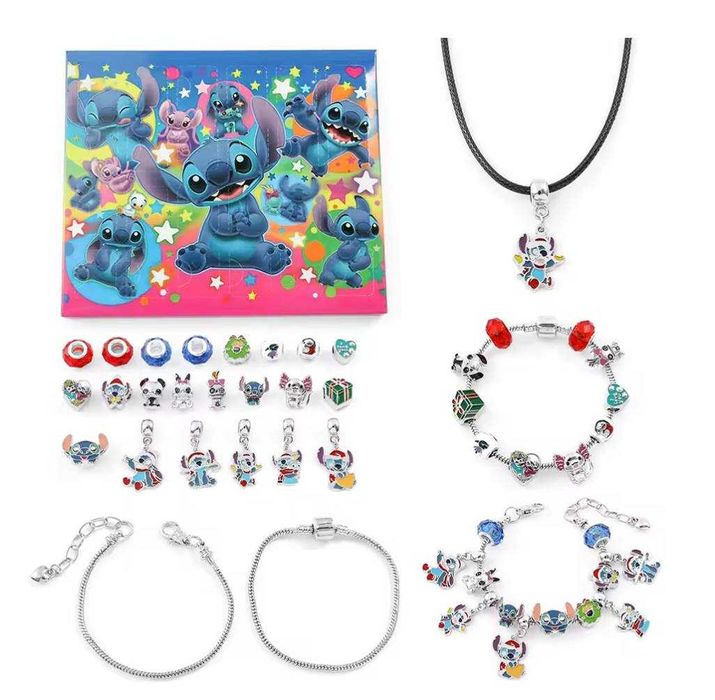 Набір прикрас 24 шт Адвент календар браслет та підвіски Disney Стіч