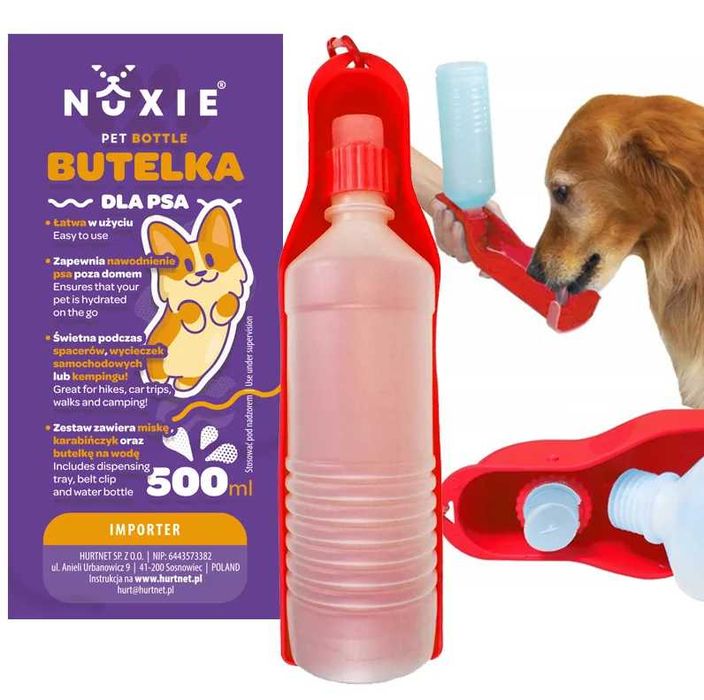 Butelka turystyczna dla psa bidon 500ml poidlo