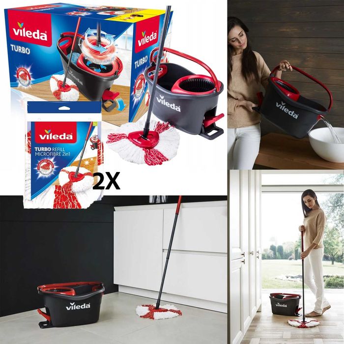 VILEDA TURBO Easy Wring Clean Mop obrotowy z wiadrem + wkład 2w1