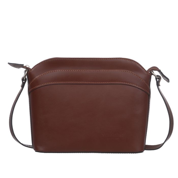 VERA PELLE torebka damska skórzana listonoszka z paskiem V575 brązowa