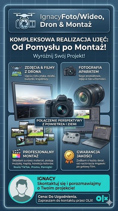Foto/Wideo: Dron, Aparat i Montaż – Kompleksowa realizacja ujęć