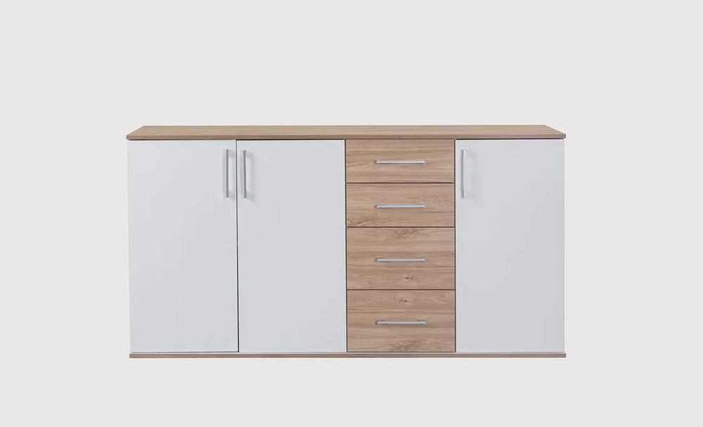 Aparador Cambria branco, novo, com 3 portas e 4 gavetas / Entrega gratuita ao domicílio