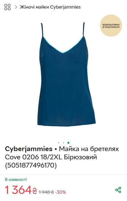 Майка для сну, домашній одяг Cyberjammies