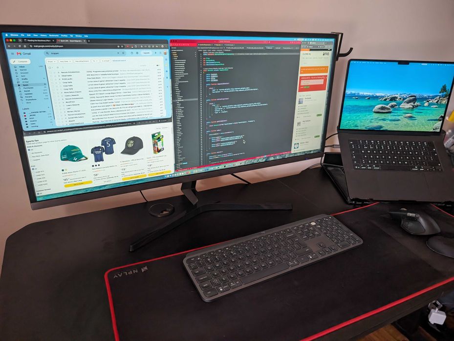 Monitor Ultrawide Samsung 34" WQHD (3440x1440 - 21:9 - Flat)  (LS34J550WQRXEN) – Trabalhe com 3 janelas simultâneas